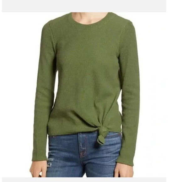 NWT MADEWELL Elwood Knot Front Top Sweater In Palm Tree / Green XXL - Picture 1 of 5